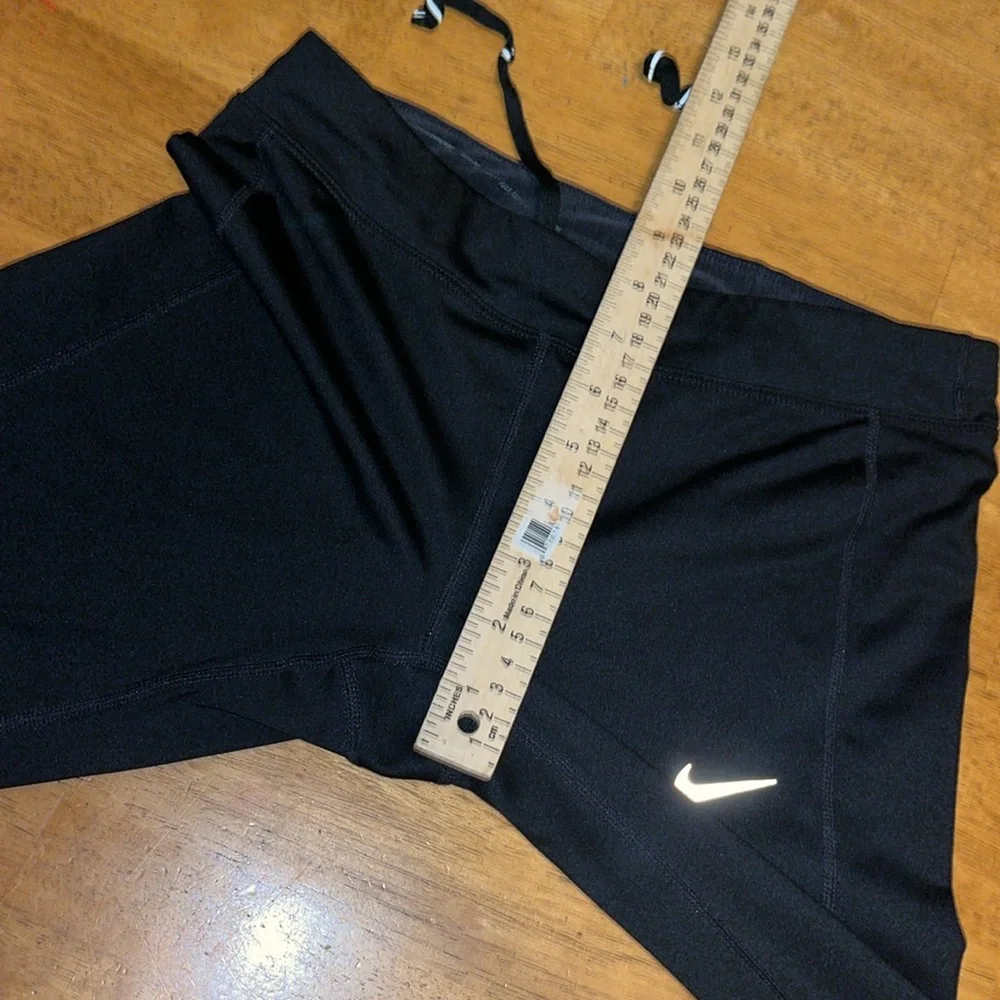 Nike Black Dri Fit Running Capri Stretch Waist Womens Small